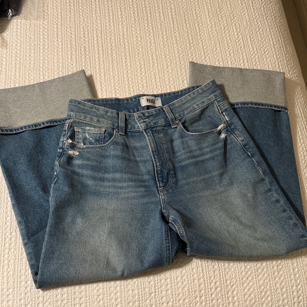 PAIGE Sasha High-Rise Cuffed Wide-Leg Ankle Jean